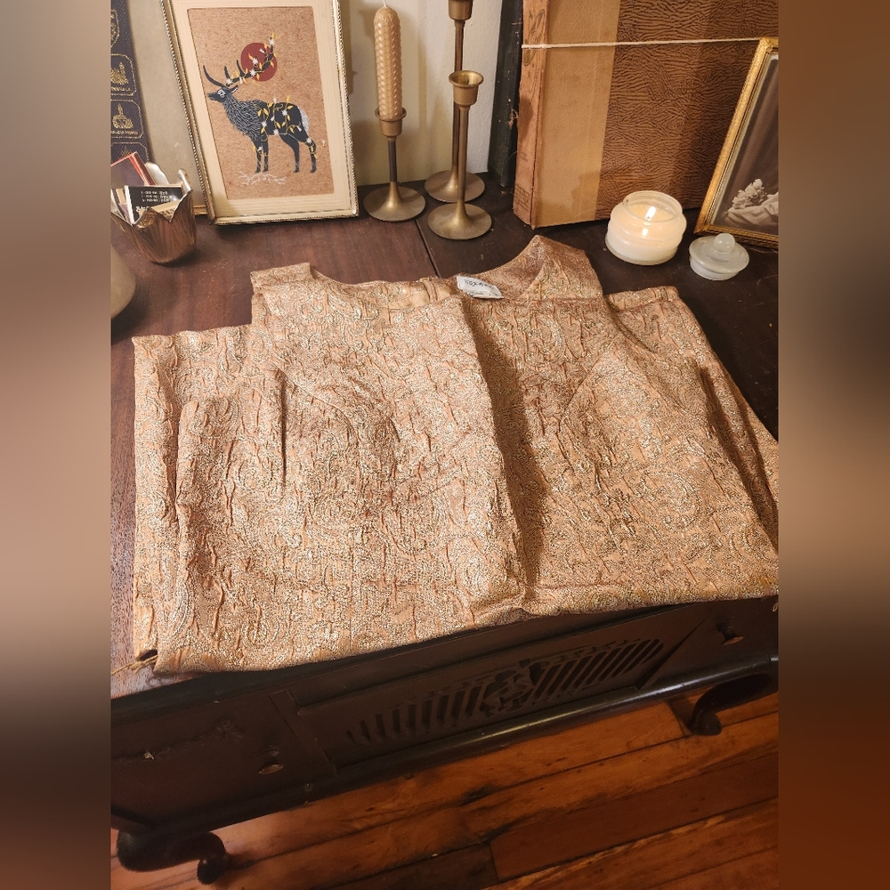 Elegant Gold Brocade Dress